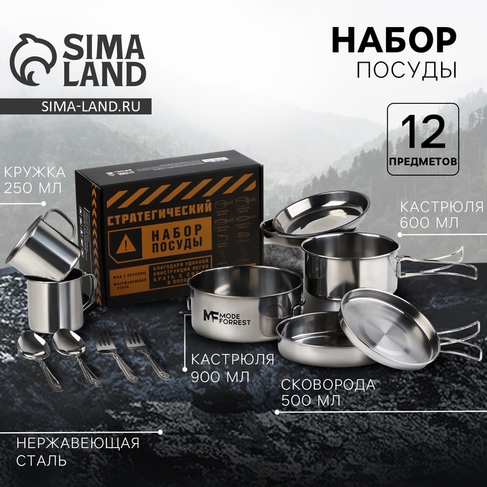 Набор посуды для пикника &laquo;Стратегический набор&raquo;, 12 предметов