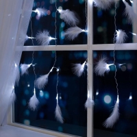 Гирлянда &laquo;Занавес&raquo; 3 &times; 1.4 м с насадками &laquo;Перья&raquo;, IP20, прозрачная нить, 80 LED, свечение белое, 8 режимов, 220 В