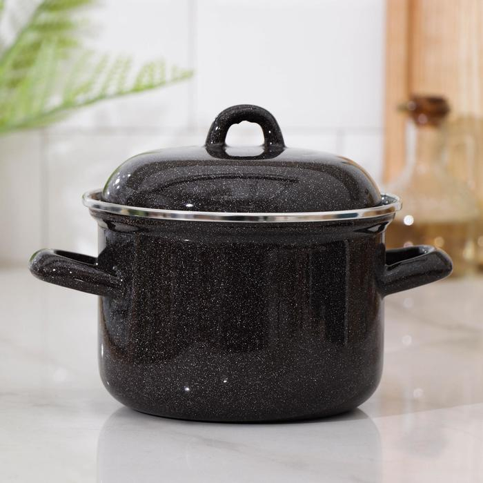 Кастрюля эмалированная, 1,5 л, индукция, цвет чёрный Кастрюля эмалированная, 1,5 л, индукция, цвет чёрный