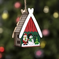 Ёлочная игрушка &laquo;Домик со снеговиком&raquo;, от батареек, свечение тёплое белое