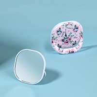 Зеркало карманное &laquo;Узор&raquo;, с подставкой, 8 &times; 8 см, цвет нежно - розовый