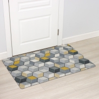 Коврик придверный грязезащитный Доляна &laquo;Мозаика&raquo;, вырезной, 78&times;118 см, цвет серый, жёлтый