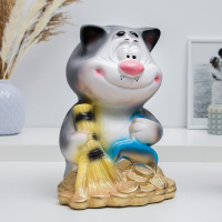 Копилка "Кот с веником" 14х15х23см Копилка "Кот с веником" 14х15х23см