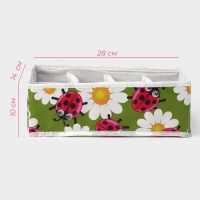 Органайзер для хранения белья Доляна &laquo;Божьи коровки&raquo;, 8 ячеек, 28&times;14&times;10 см, цвет зелёный