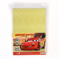 Картон цветной с блёстками, А4, 10 листов, 10 цветов, немелованный, односторонний, в пакете, 250 г/м², Тачки Картон цветной с блёстками, А4, 10 листов, 10 цветов, немелованный, односторонний, в пакете, 250 г/м², Тачки