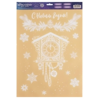 Наклейки новогодние для окон &laquo;Старинные часы&raquo;, многоразовые, 33 х 50 см, Новый год