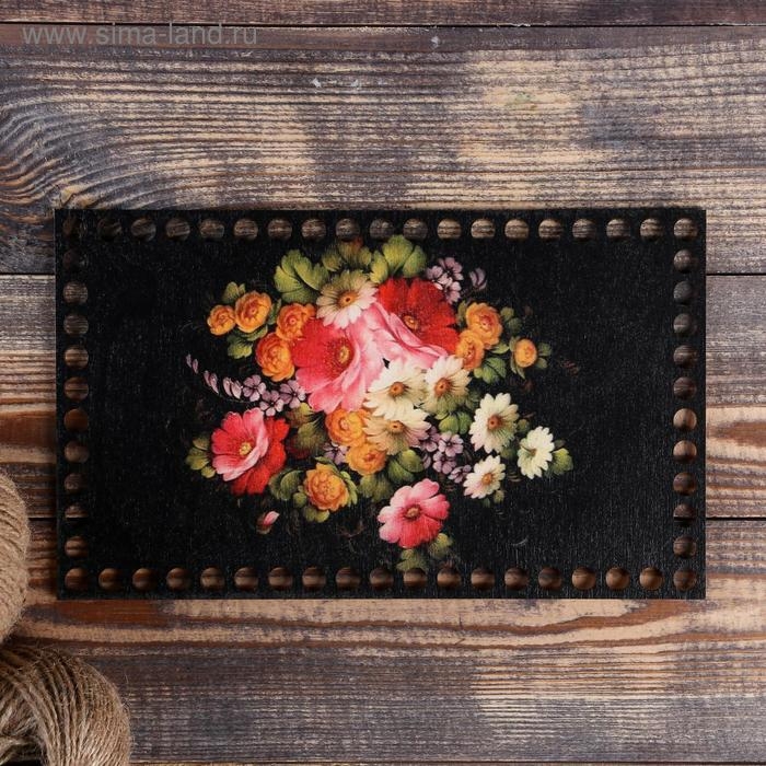 Заготовка для вязания "Прямоугольник Жостовская роспись №1", донышко, размер 25&times;15 см