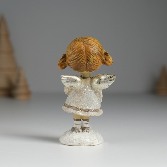 Сувенир полистоун "Ангелочек с хвостиками, в сером платьице" МИКС 4,5х3,5х8,5 см