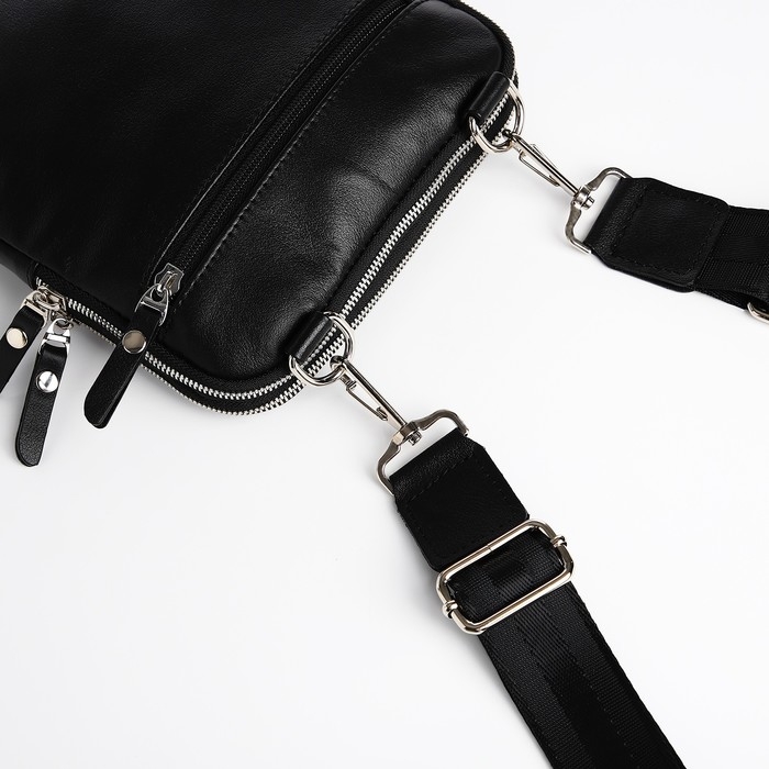 Сумка мужская TEXTURA, через плечо, натуральная кожа, цвет чёрный