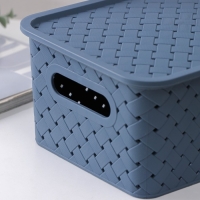 Корзина для хранения с крышкой Виолет &laquo;Береста&raquo;, 3 л, 23,5&times;17,3&times;10,5 см, цвет синий