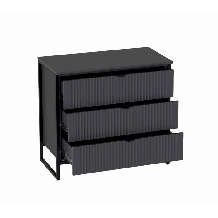 Комод "Нора" 3 ящика, 875х425х790, Металл Бруклин / Графит