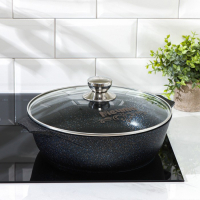 Жаровня &laquo;Гранит Star&raquo;, 4 л, d=30 см, стеклянная крышка, антипригарное покрытие, тёмно-синий