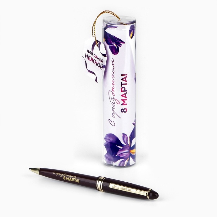 Ручка шариковая синяя паста в тубусе Ручка шариковая синяя паста в тубусе "Для самой нежной", пластик