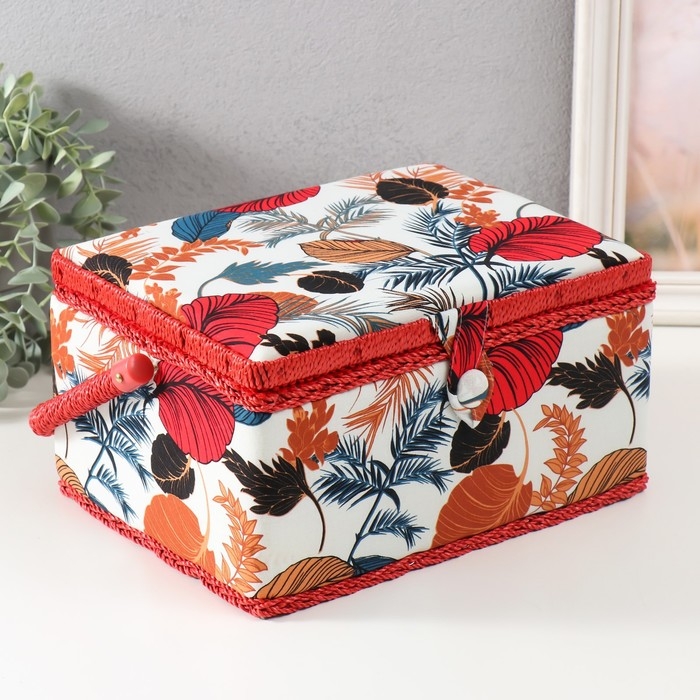 Шкатулка для рукоделия Шкатулка для рукоделия "Тропические листья" 19х26х14,5 см