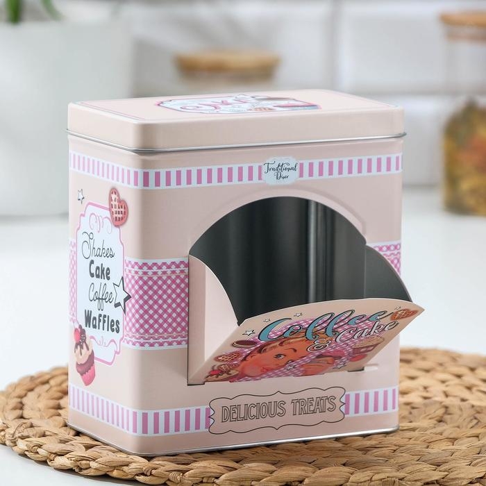 Банка для сыпучих продуктов Cake, 16×9,5×17,5 см, с окошком, цвет розовый Банка для сыпучих продуктов Cake, 16×9,5×17,5 см, с окошком, цвет розовый