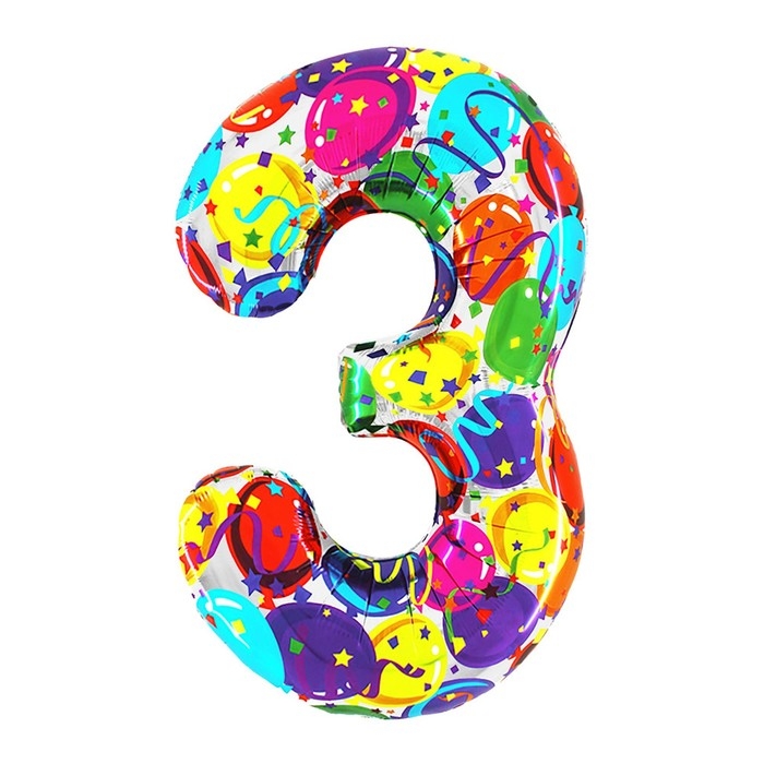 Шар фольгированный 40" &laquo;Цифра 3&raquo;, яркие шары