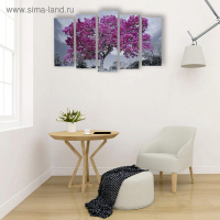 Картина модульная на подрамнике "Дерево в цвету" 125х80 см (2-25х63, 2-25х70, 1-25х80)