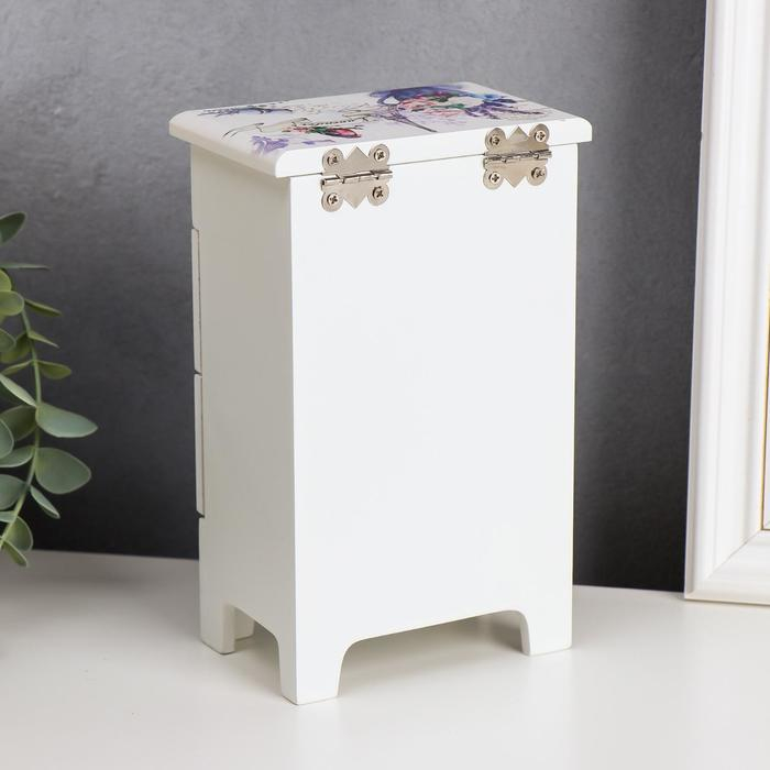 Шкатулка дерево комод 3 ящика Шкатулка дерево комод 3 ящика "Эйфелева башня, чашка с цветами" 18,5х11,5х7,5 см