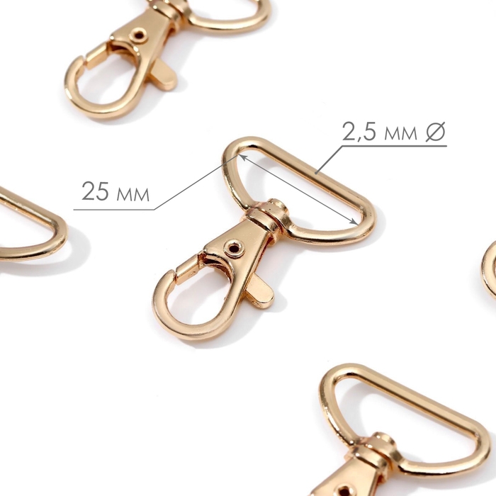 Карабин металлический, 41 × 30 мм / 25 × 2,5 мм, 5 шт, цвет золотой Карабин металлический, 41 × 30 мм / 25 × 2,5 мм, 5 шт, цвет золотой