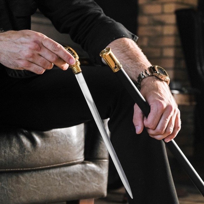 Сувенирное изделие Трость с кинжалом, клинок 30см, рукоять Дракон Сувенирное изделие Трость с кинжалом, клинок 30см, рукоять Дракон