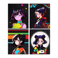 Тетрадь 48 листов в клетку Calligrata "Яркая. Аниме", картонная обложка, матовая ламинация + выборочный УФ-лак, блок офсет МИКС