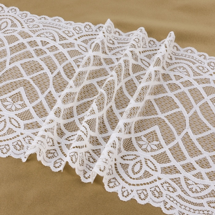 Кружевная эластичная ткань, 240 мм &times; 2,7 &plusmn; 0,5 м, цвет белый