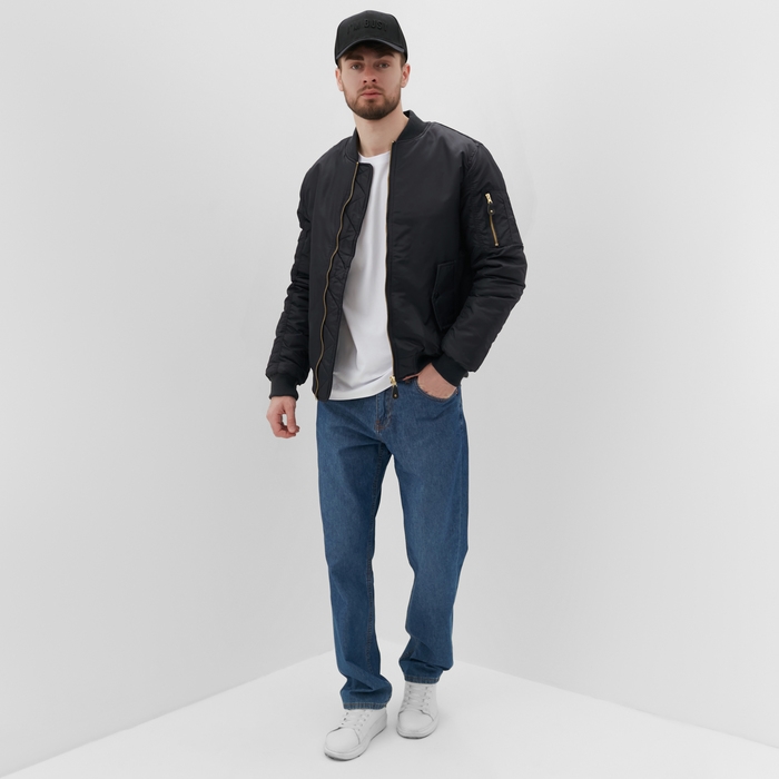 Бомбер мужской на молнии MIST, размер 48, черный