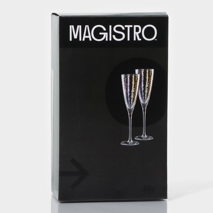 Набор бокалов для шампанского стеклянный Magistro &laquo;Жемчуг&raquo;, 270 мл, 7,5&times;26 см, 2 шт, цвет перламутровый