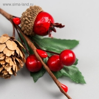Декор для творчества "Веточка с шишкой, 3-мя ягодками и жёлудем" 8,5 см Декор для творчества "Веточка с шишкой, 3-мя ягодками и жёлудем" 8,5 см