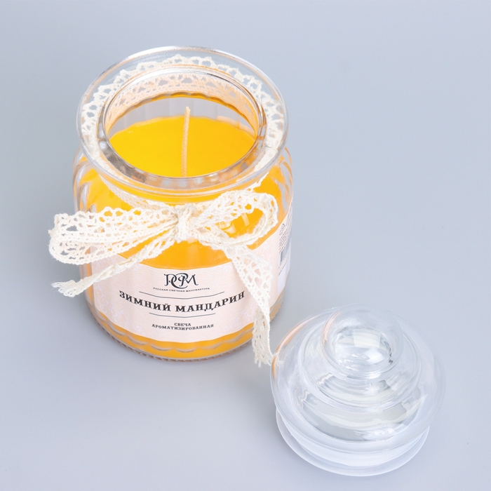 Свеча в банке ароматизированная Свеча в банке ароматизированная "Зимний мандарин" 180гр, время горения 45ч