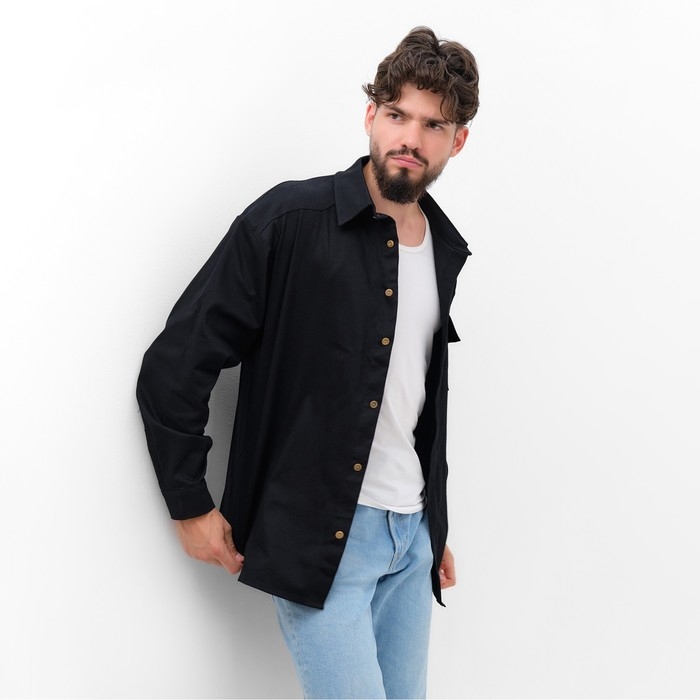 Рубашка мужская MIST oversize размер 48, черный Рубашка мужская MIST oversize размер 48, черный