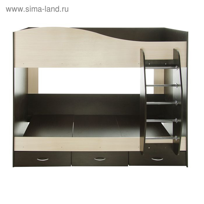 Кровать двухъярусная с ящиками, 2030х1090х1700, Венге темный/Венге светлый