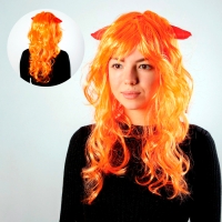 Карнавальный парик, с красными рогами, цвет рыжий, 130 г Карнавальный парик, с красными рогами, цвет рыжий, 130 г