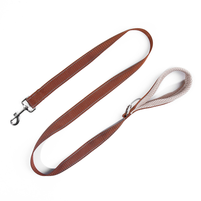 Комплект амуниции мягкий, светоотражающий, поводок 120 х 2 см, ОШ 46-69 см, коричневый