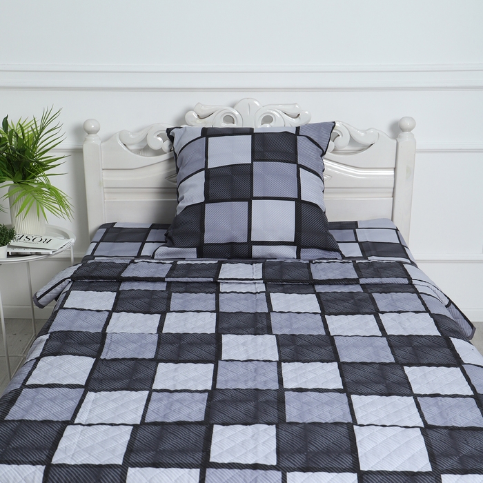 Комплект с покрывалом Грани 155х210, 150х220, 70х70см, т-серый, бязь 120г/м, хл100%