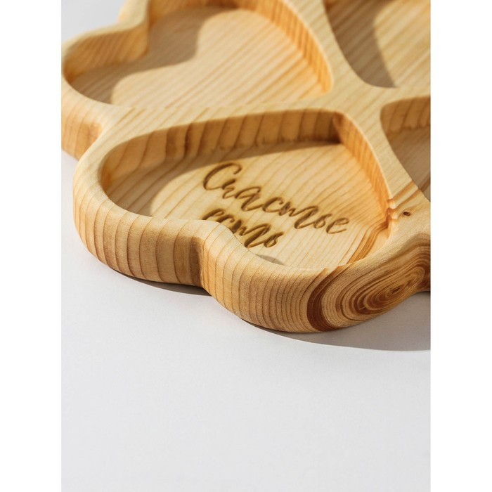 Менажница авторская Adelica &laquo;Сердце&raquo;, 22&times;22&times;2,5 см, цельный массив кедра, цвет молочный