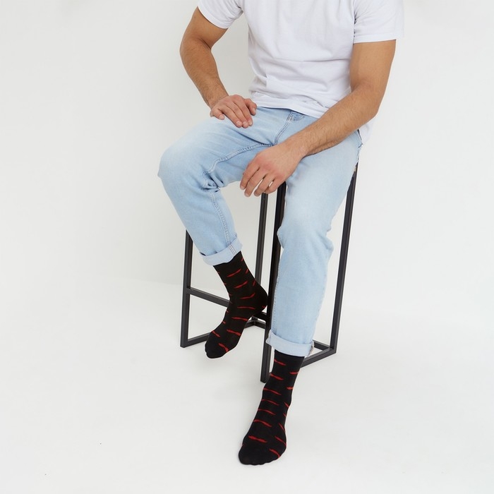 Носки MINAKU &laquo;Усы&raquo;, мужские, цвет чёрный, размер 42-43 (29 см)