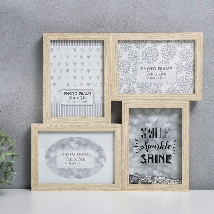 Фоторамка МДФ на 3 фото 13х18 см Фоторамка МДФ на 3 фото 13х18 см "Шейкер - Улыбка" 36х34х2 см