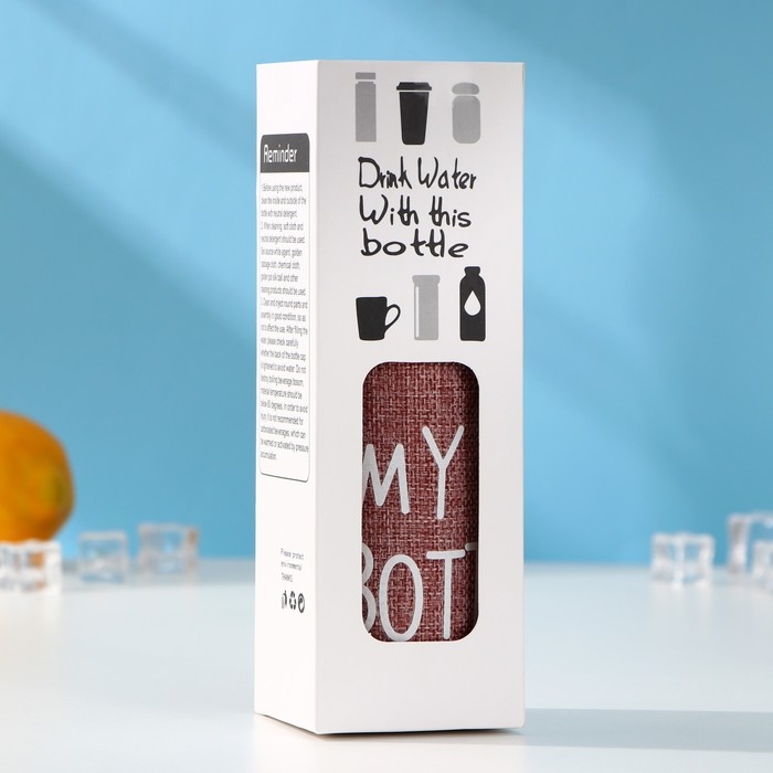 Бутылка для воды стеклянная в чехле &laquo;Ротанг&raquo;, 400 мл, h=20 см, цвет МИКС