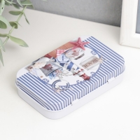 Шкатулка металл прямоугольная "Морская" МИКС 5,8х9,5х2,2 см