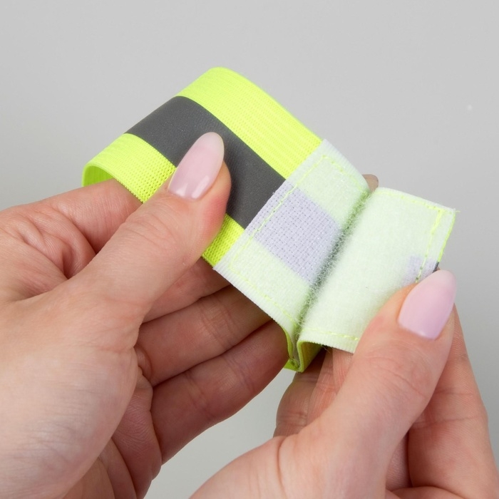 Повязка нарукавная светоотражающая, эластичная, на липучке, 35 &plusmn; 1 &times; 3,8 см