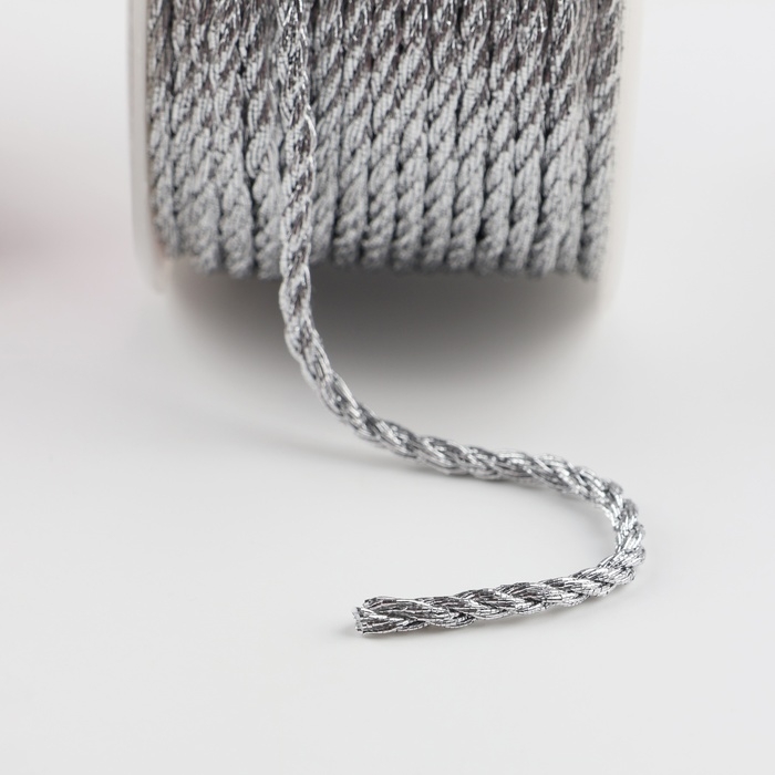 Нить для плетения, d = 4 мм, 15 &plusmn; 1 м, цвет серебряный