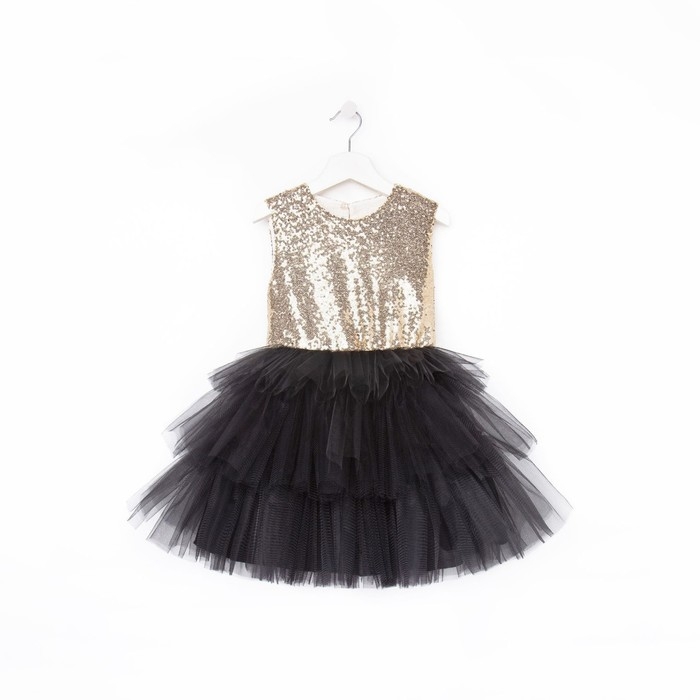 Платье нарядное для девочки с пайетками KAFTAN, размер 28 (86-92), цвет чёрный