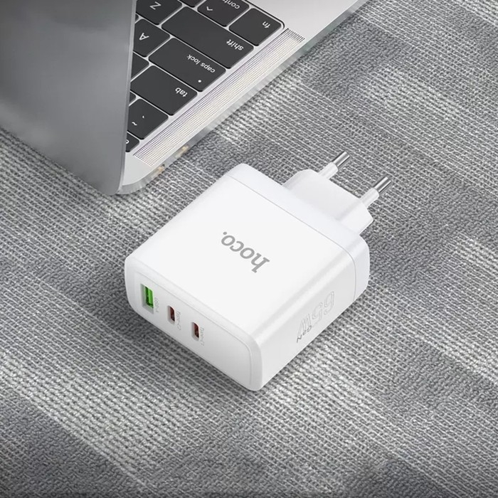 Сетевое зарядное устройство Hoco N30, USB/2Type-C, 3 A, белое Сетевое зарядное устройство Hoco N30, USB/2Type-C, 3 A, белое