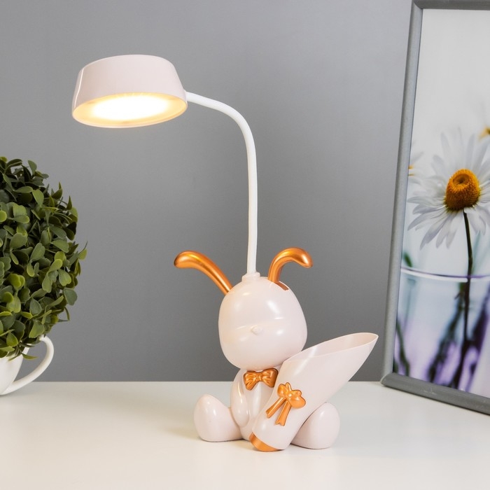 Настольная лампа с точилкой Настольная лампа с точилкой "Зайчик" LED 2Вт 3000К USB АКБ розовый 15х14х30 см