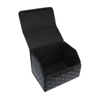 Органайзер саквояж в багажник автомобиля, 40&times;32&times;30 см, экокожа, черный с белой строчкой