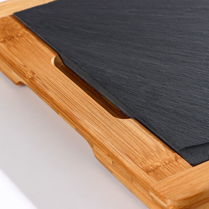 Блюдо для подачи Magistro Valley, 36&times;24 см, сланец, бамбук