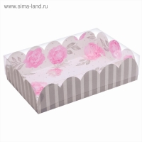 Коробка для печенья, кондитерская упаковка с PVC крышкой, &laquo;Нежность&raquo;, 20 х 30 х 8 см