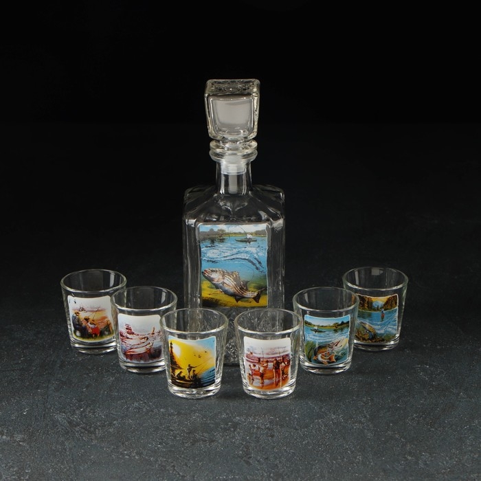 Набор питьевой &laquo;Охота&raquo;: штоф 500 мл, 6 стопок, стеклянный, деколь