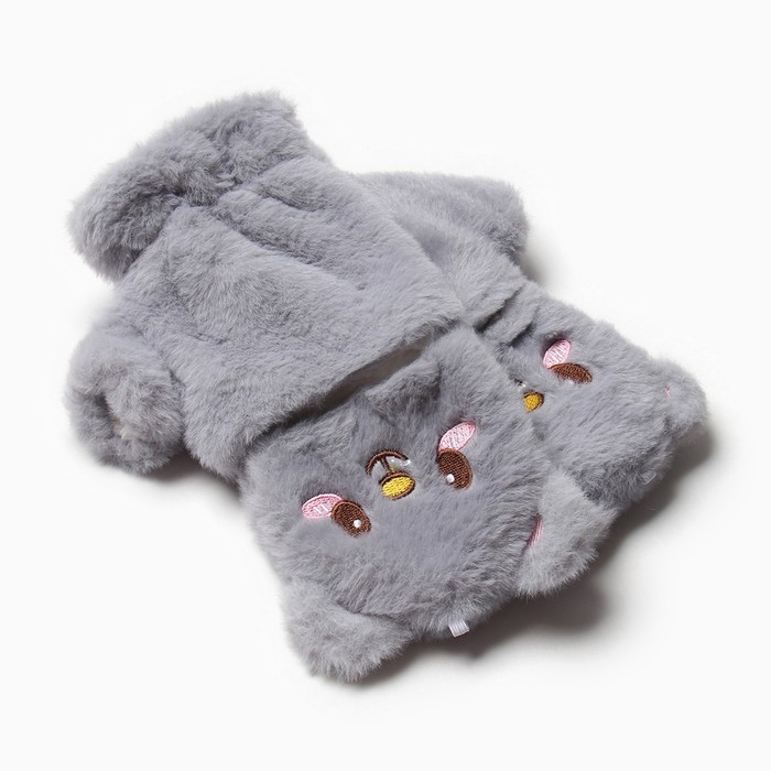 Варежки подростковые MINAKU Мишка 24 см цвет серый Варежки подростковые MINAKU Мишка 24 см цвет серый